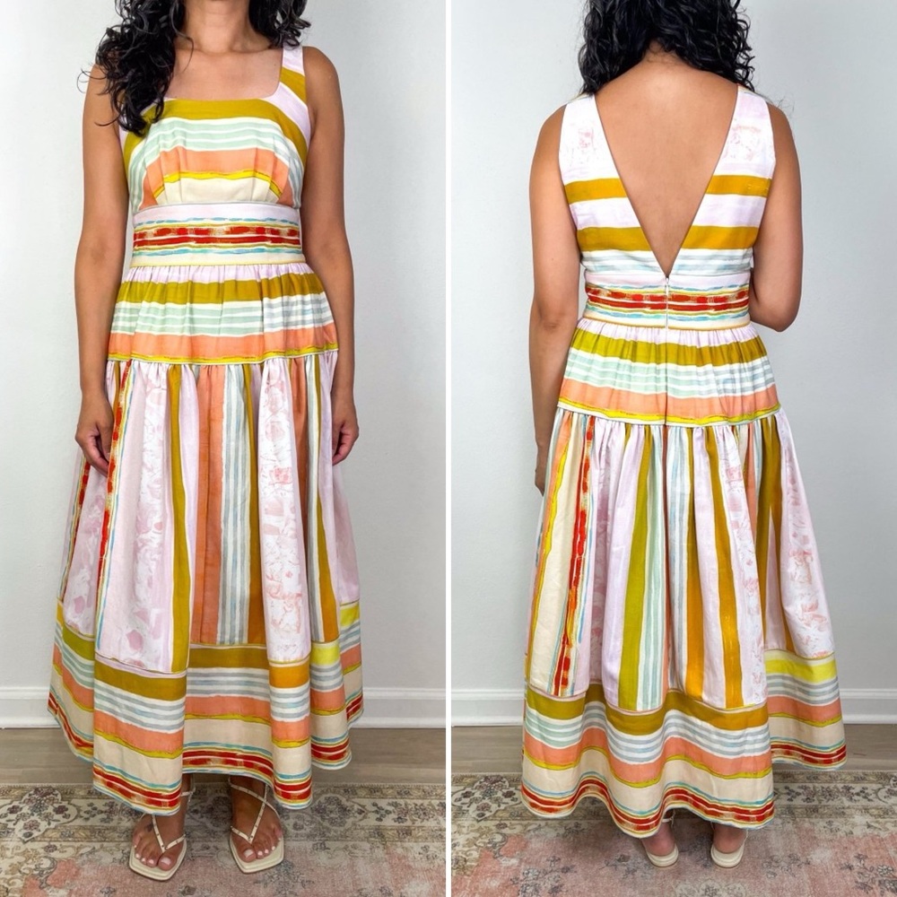 Hunter Bell Mara Abstract Stripe Midi Dress NWT Size 4 - Picture 3 of 14